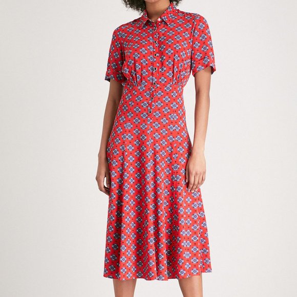 Sandro Dresses & Skirts - Sandro | Red and Blue Floral Pattern Midi Dress